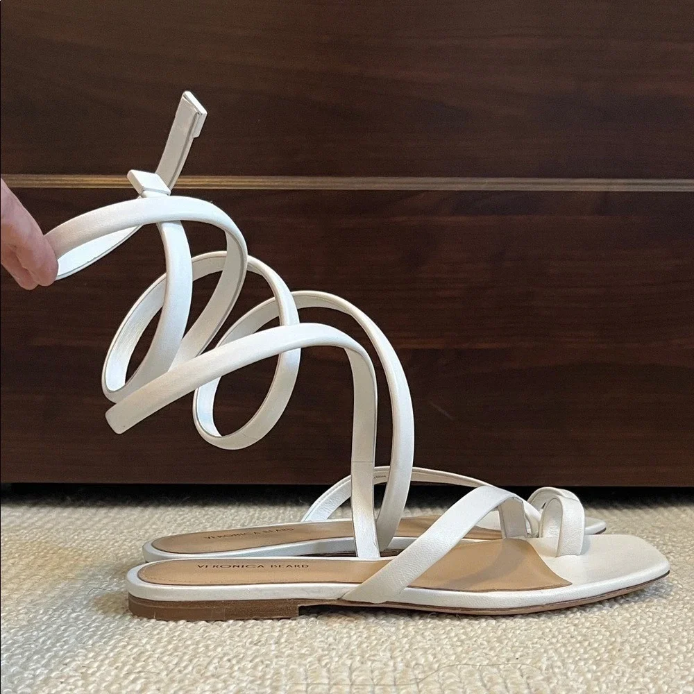 NWOB Veronica‎ Beard Allura Ankle Wrap Sandals Women size 8 in Coconut Boho
